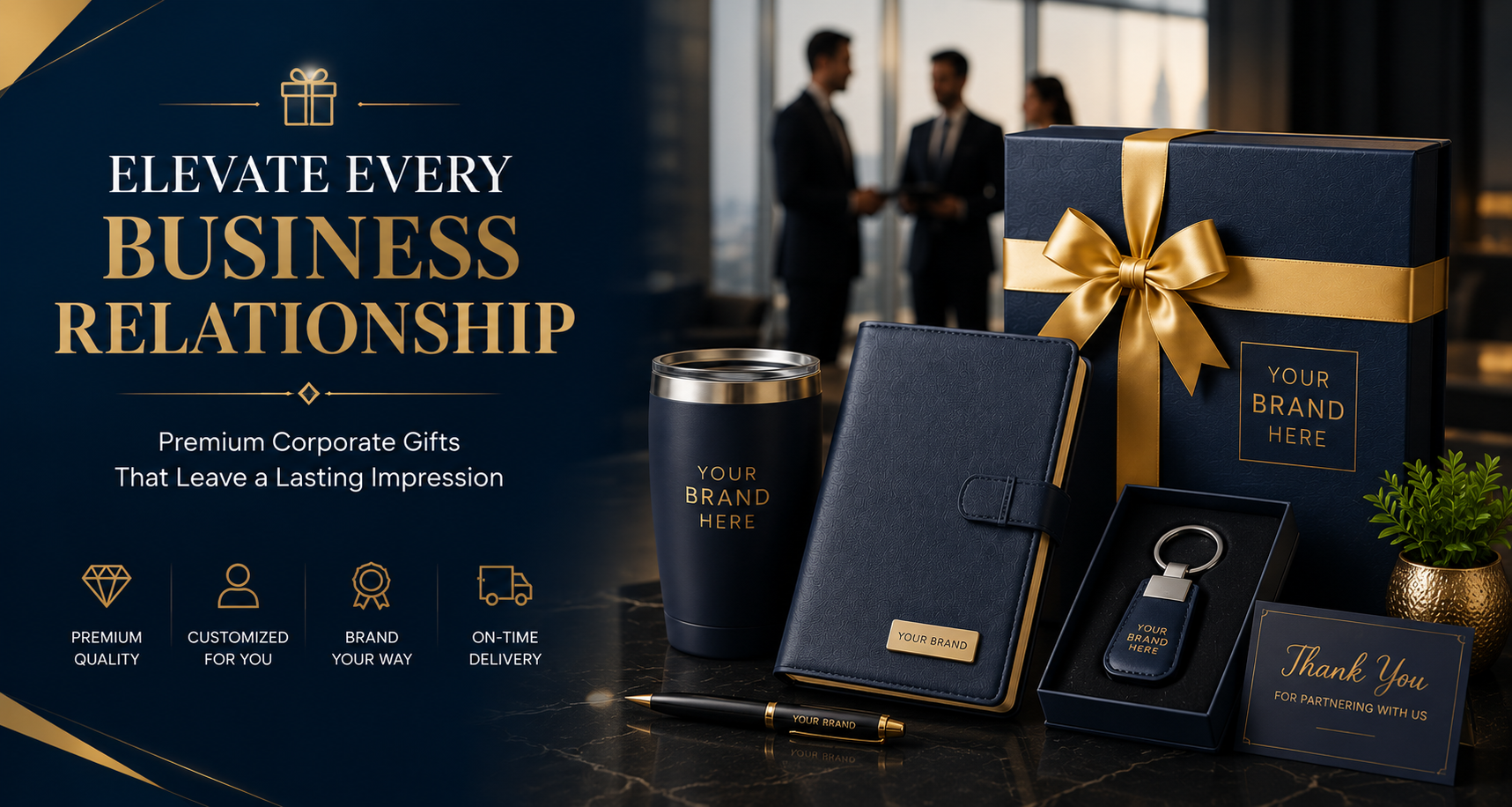 Premium branded merchandise banner
